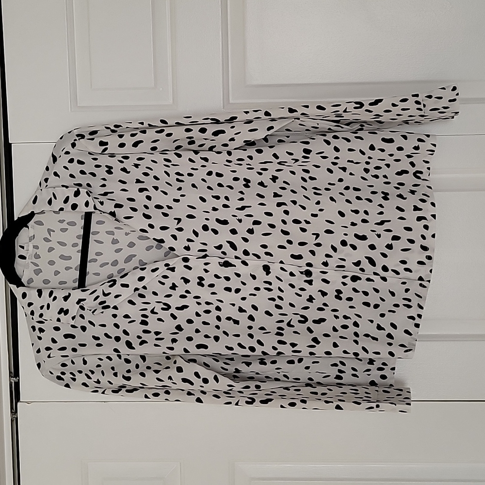 White and black leopard button down